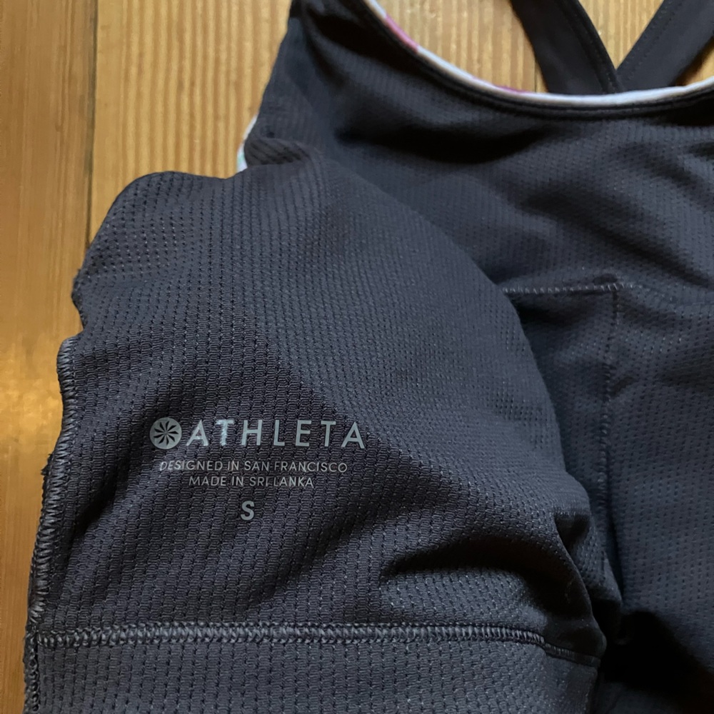 NWOT Athleta Printed Blossom High Neck Bra in Spring Night Sz S - Picture 8 of 9
